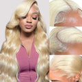 AGATIZ 32 Inch 613 Lace Front Wig Human Hair Blonde Wigs Human Hair for Women 180% Density 613 Body Wave 13X4 HD Lace Frontal Wig Glueless Wigs Human Hair Pre Plucked