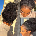 Deep Curly 360 Lace Front Wigs Human Hair With 4C Kinky Curly Edges 180% Density Glueless, Pre-Plucked, bleached knots 360 W (16inch)